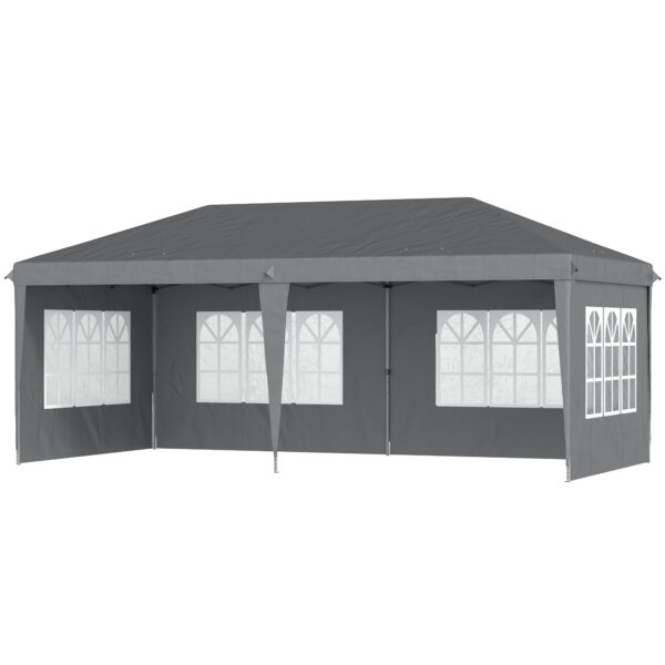 Outsunny 3 x 6m Pop Up Gazebo, Height Adjustable Marquee Party Tent with Sidewalls and Storage Bag,