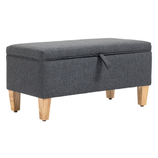 HOMCOM Linen Storage Ottoman Padded Footstool with Rubberwood Legs Ideal for Bed End, Shoe Bench, Seating,