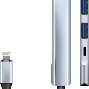 Electrovision Lightning to 3 USB-3 Sockets and 20W lightning Fast Charging Socket OTG Adaptor 65mm Lead