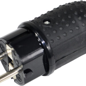 Eagle 2 Pin Black Rubber Rewireable Schuko 2P + E Plug