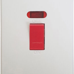 2 Gang Double Pole 45A Switch with Neon, Curved Edge