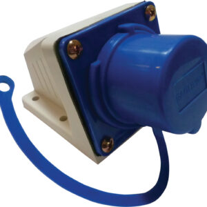 Eagle 230 V Blue 16 A 3 Contact High Current Angled Inlet Wall Mount Inc. Dust Cap