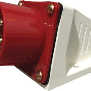 400 V Red 16A 5 Contact High Current Angled Inlet Wall Mount