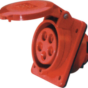 400 V Red 16 A 5 Contact High Current Angled Outlet Panel Mount