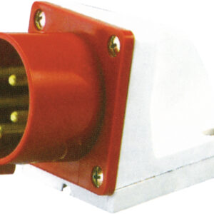 400 V Red 32 A 5 Contact High Current Angled Inlet Wall Mount