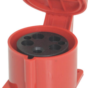 400 V Red 32 A 5 Contact High Current Straight Outlet Panel Mount