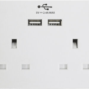 2 Gang Switched 13A Socket with 2 x 5V 2.4A USB Sockets
