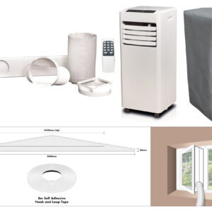 Prem-I-Air 8,000 BTU Portable Local Air Conditioner With Remote Control, Near Universal Window Fixing Kit and Dust Cover.