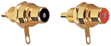 Red/Black Set of Superior Phono Chassis Sockets with Solder Terminals