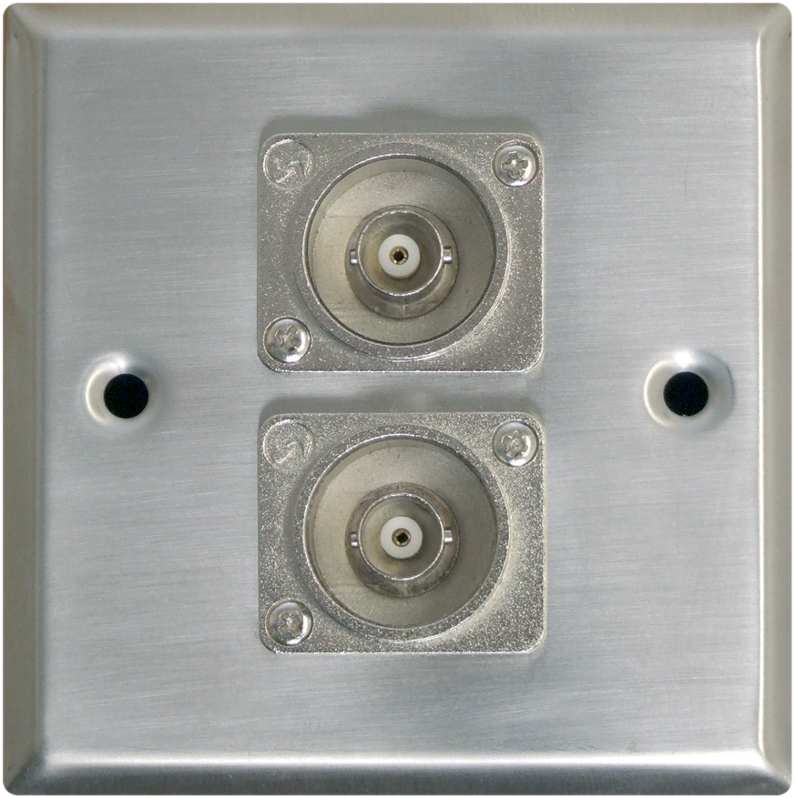 Metal AV Wall Plate with 2 x BNC Sockets