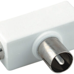 Coaxial T Splitter with Line Plug Input to 2 Coaxial Line Socket Outputs