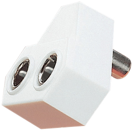 Right Angled Coaxial Y Splitter with Line Socket to 2x Line Plugs