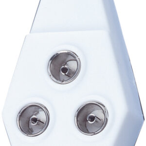 Right Angled Coaxial Y Splitter with Line Plug to 3x Line Sockets