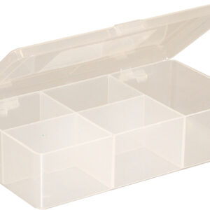 White Size 5 Compartment Box with Hinged Lid and Semi Transparent Finish