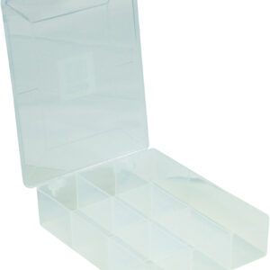White Size 8 Compartment Box With Hinged Lid and Semi Transparent Finish