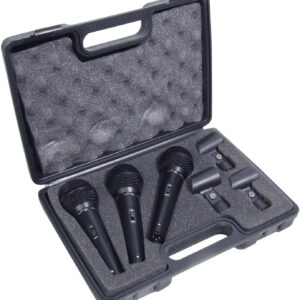 Soundlab Dynamic Professional Vocal Microphone Kit with 3 Microphones and Carry Case