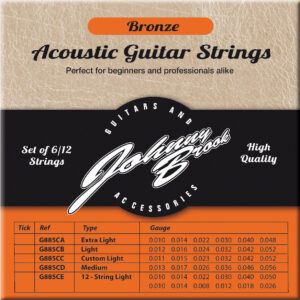 Johnny Brook Bronze Acoustic Guitar Strings for 12 String Guitars (Light Gauge) Set of 12