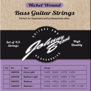 Johnny Brook Nickel Wound Bass Guitar Strings for 5 String Bass Guitars Set of 5