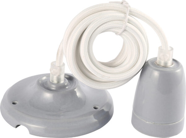 Girard Sudron Porcelain Suspension E27 with 2m Textile Cable