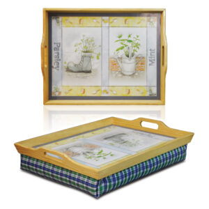 St Helens Home and Garden Wooden Lap Tray with Cushion