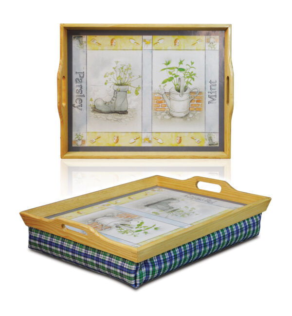 St Helens Home and Garden Wooden Lap Tray with Cushion