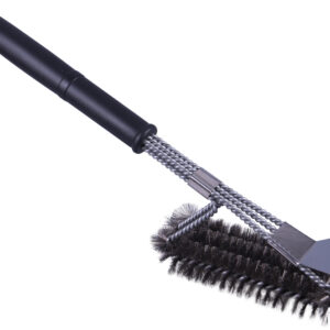 Long Handled BBQ Cleaning Brush with Stainless Steel Scraper -Effective BBQ Cleaning without the Burn Risk
