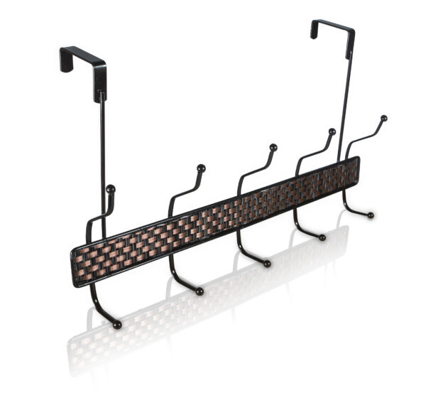 Over The Door Hook Hanger in Black with 5 Hooks