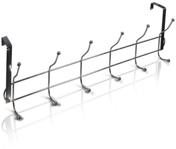 Over The Door Hook Hanger in Chrome with 6 Hooks