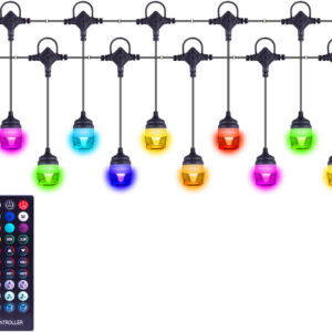 St. Helens Home and Garden Decorative Colour Changing IP68 RGB + W APP and IR Remote Controlled 14 Lamp Festoon Light 13m