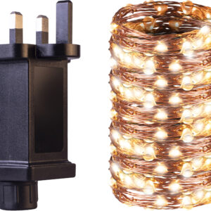 St. Helens Home and Garden Mains Copper Wire 200 Warm White LED String Light with Programme Controller 20m