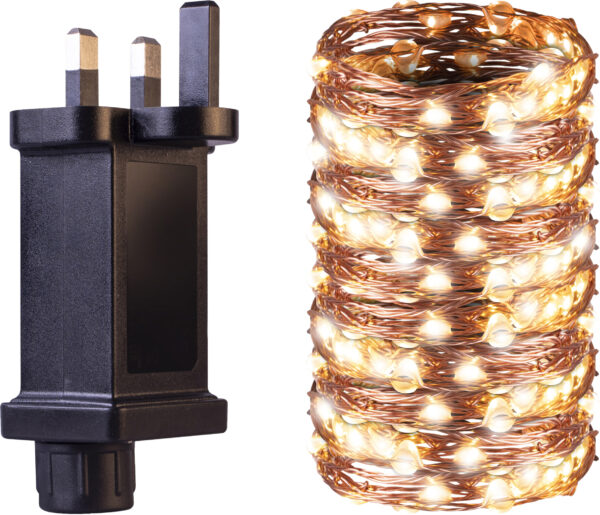 St. Helens Home and Garden Mains Copper Wire 200 Warm White LED String Light with Programme Controller 20m