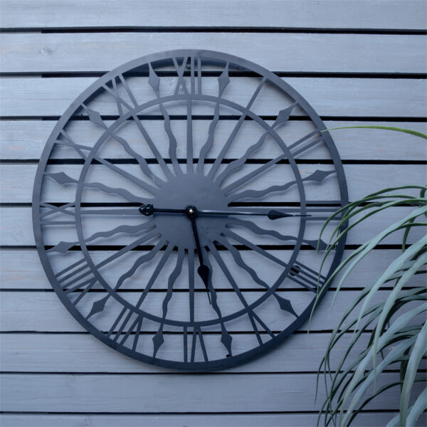 St Helens Home and Garden Black Open Face Design Wall Clock Non Ticking - 600mm/24"