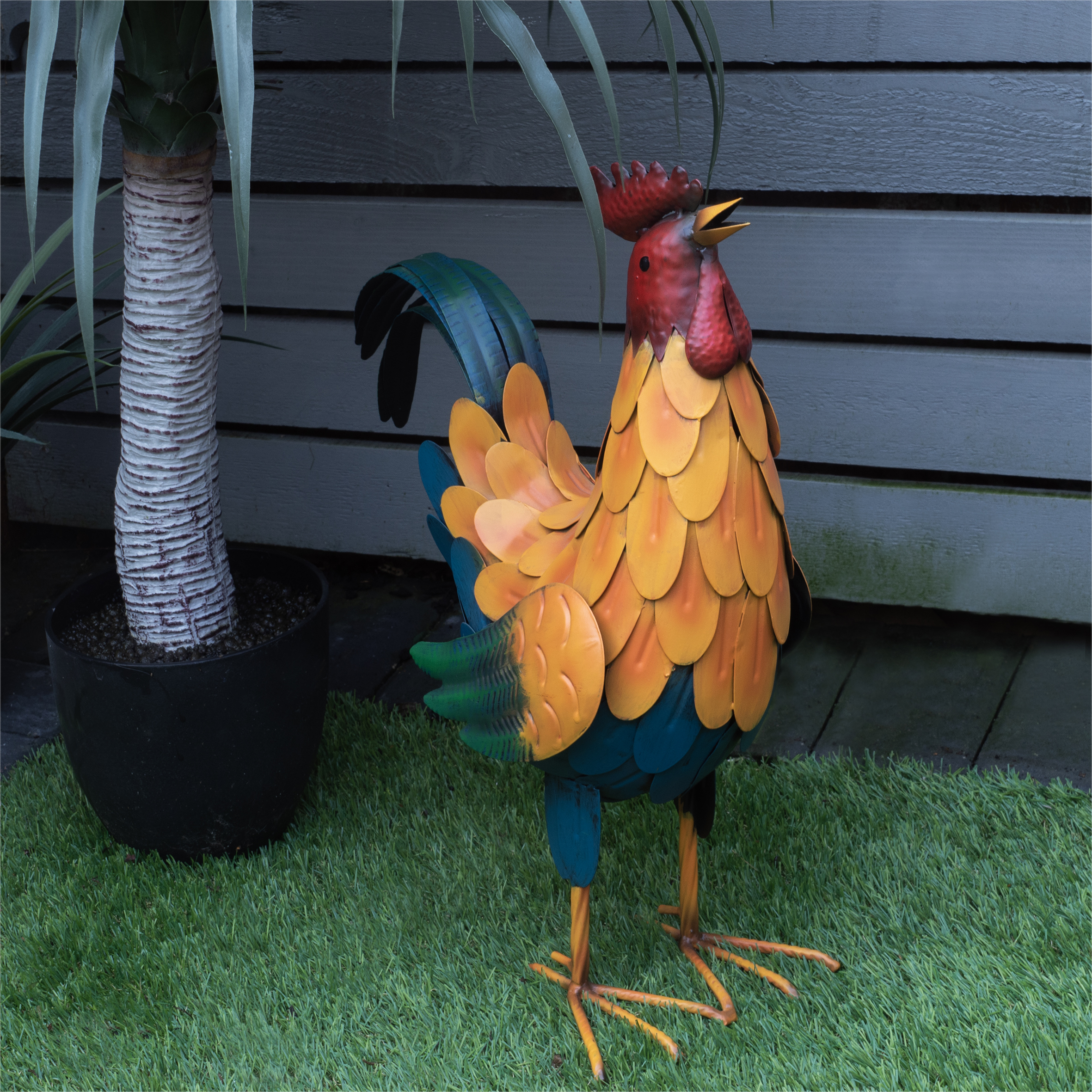 St Helens Home and Garden Metal Cockerel Garden Ornament 46cm Height