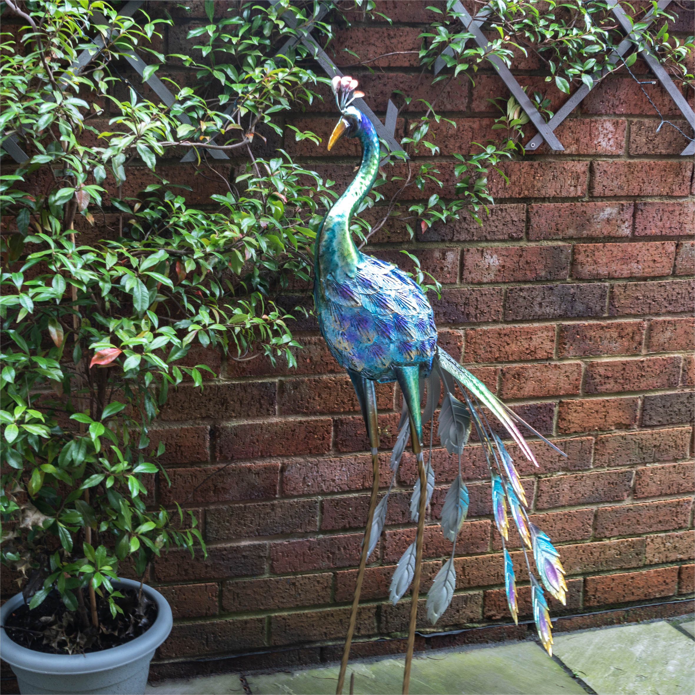 St Helens Home and Garden Metal Peacock Garden Ornament 108cm Height