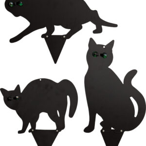 St Helens Home and Garden Life-Sized Decoy Cat - Bird and Small Mammal Scaring Device with Realistic Reflective Eyes - Pack of 3