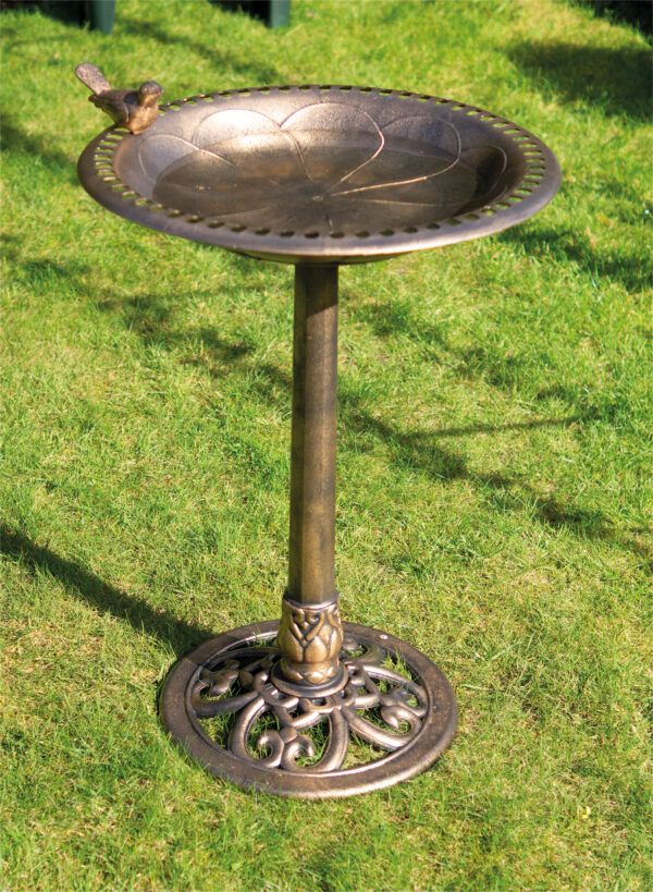 St Helens Home and Garden Bronze Ornamental Free Standing, Weather Resistant, Pedestal style, Easy Assemble Bird Bath