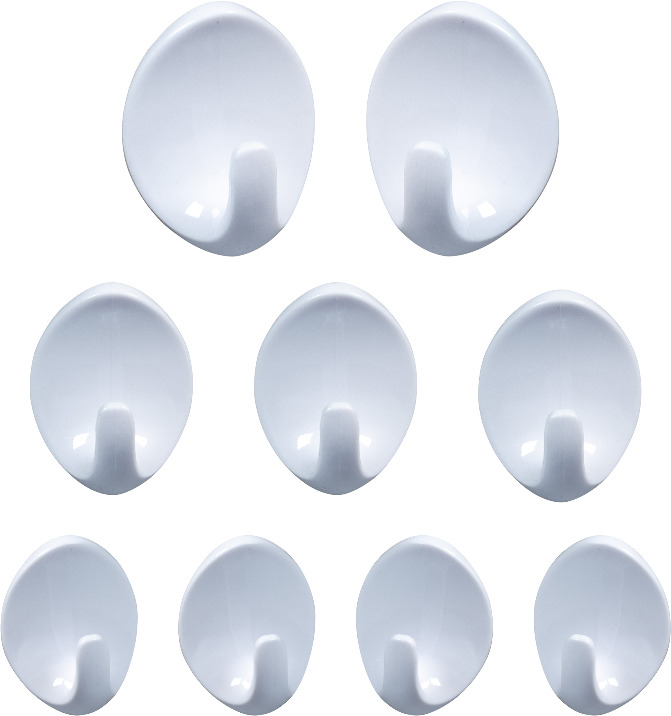 St Helens Home and Garden Assorted Self Adhesive Oval Shaped Plastic Hooks (Pack of 9)