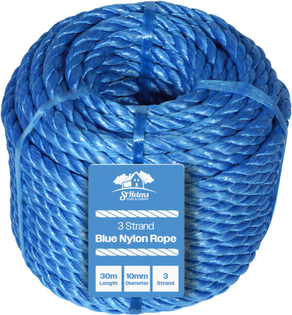 St Helens Home and Garden 3 Strand 10mm Nylon Rope Blue 30m