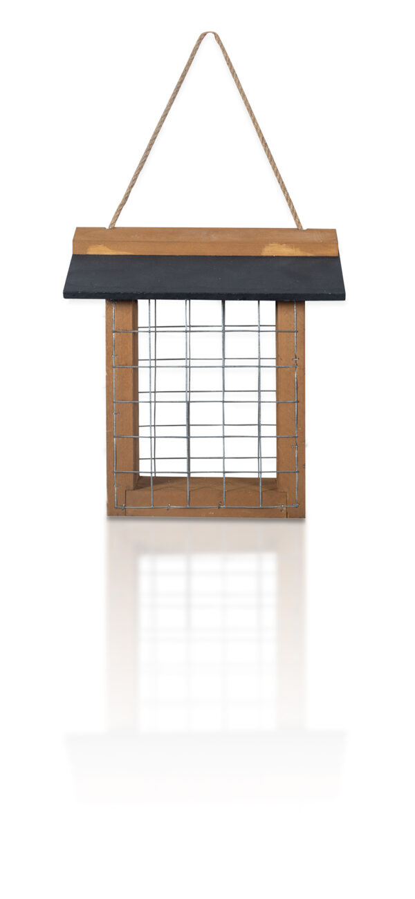 St Helens Home and Garden Wood Suet Bird Feeder With Slate Roof and Hanging Cord