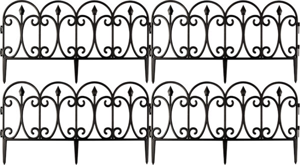 Wrought Iron Effect Garden Edge Fence - Pack of 4
