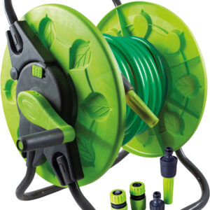 Hose Cart Without Wheels - Consists of a Length of Hose Pipe,1x Infoor/Outdoor Tap Adaptor, 3x Hose End Connectors, 1x Water Stop Connector and an Adjustable Spray Nozzle Connector