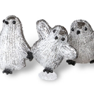 Xmas Haus Set of 5 Acrylic Outdoor/Indoor Penguins Battery Operated With 8 Led's Per Unit and On/off Timer