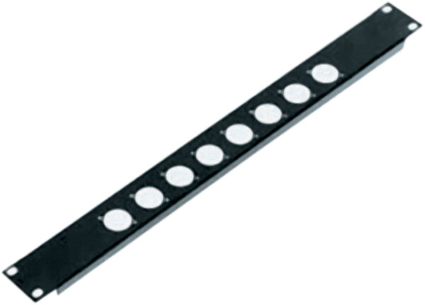 1U Rack Panel With Cut Outs For 8x D Size XLR Sockets