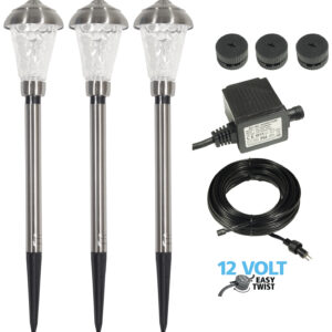 Luxform Lighting Nantes Starter Kit Garden Spikes in Stainless Steel - 3 Pack