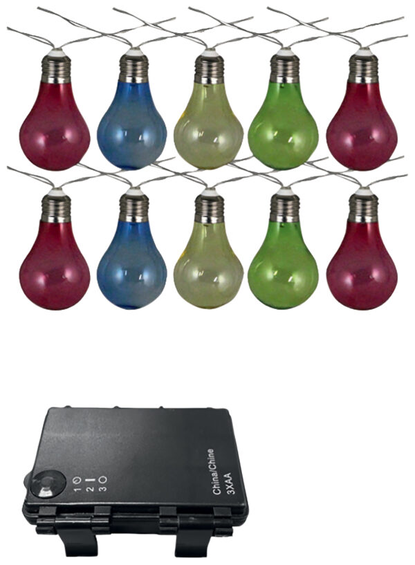 Luxform Lighting Battery Stringlights - 10 Coloured Bulbs