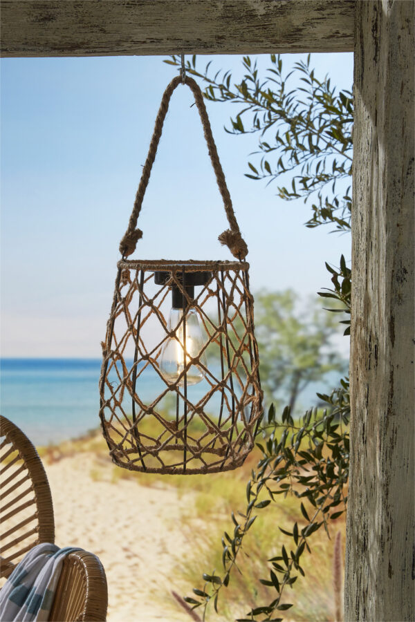 Luxform Solar Sardengna Natural Rope Table / Patio Lantern 15 Lumen