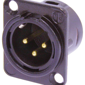 Neutrik NC3MD-L-B-1 Male 3 Pin XLR Chassis Socket With Gold Plated Contacts