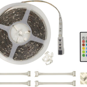 NJD LED RGB Tape Light Kit with Built-In MINI IR Receiver and 150 x 5050 LEDs (5m)
