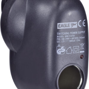 12 V DC 1 A Plug-In AC Adaptor with Cigar Lighter Socket