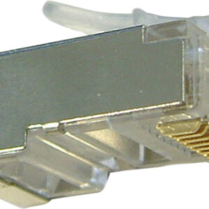 Silver Grey 8 Pin RJ45 Shielded Modular Plug. Bulk